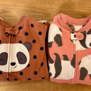Carter's Fleece Pink and Brown Panda Sleepwear Set